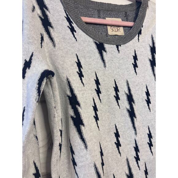 Chaser Sweater Lightening Bolts Sparkly Size SM Grey Navy Blue - Picture 5 of 5